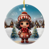 Girly Character stocking stuffer for female 🎄 Keramisch Ornament (Achterkant)