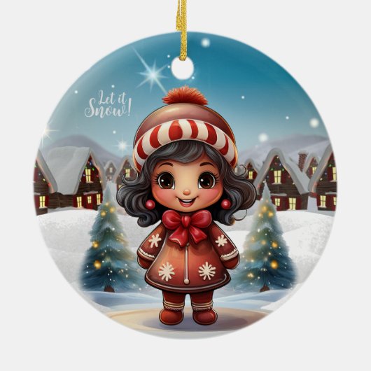 Girly Character stocking stuffer for female 🎄 Keramisch Ornament (Achterkant)