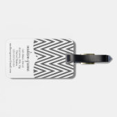 Girly Charcoal and Pink Chevron Stripes Custom Bagagelabel (Achterkant horizontaal)