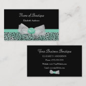 Girly Cheetah Print Boutique Schattigee Mint Bow Visitekaartje (Voorkant / Achterkant)
