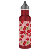 Girly Cherries patroon roze met persoonlijke naam Waterfles (Rechts)
