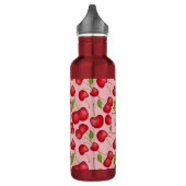 Girly Cherries patroon roze met persoonlijke naam Waterfles (Links)