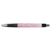 Girly Cherry Blossom Pink Glitter Monogram Pen (Voorkant)