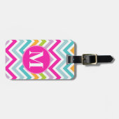Girly Chevron Monogram Bagagelabel (Voorkant horizontaal)