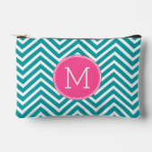 Girly Chevron Pattern met monogram - Roze Blauwgro Etui (Voorkant)