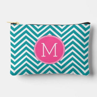 Girly Chevron Pattern met monogram - Roze Blauwgro Etui