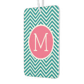Girly Chevron Pattern met monogram - Roze Blauwgro Luchtverfrisser (Links)
