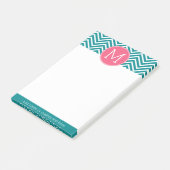Girly Chevron Pattern met monogram - Roze Blauwgro Post-it® Notes (Schuin)