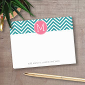 Girly Chevron Pattern met monogram - Roze Blauwgro Post-it® Notes