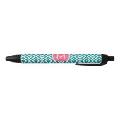 Girly Chevron Pattern met monogram - Roze Blauwgro Zwarte Inkt Pen (Bodem)