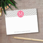 Girly Chevron Pattern met monogram - Roze grijs Post-it® Notes