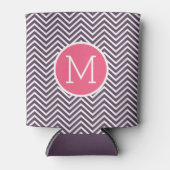 Girly Chevron Pattern met monogram - Roze Paars Blikjeskoeler (Voorkant)