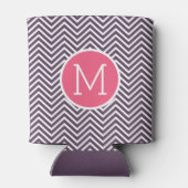 Girly Chevron Pattern met monogram - Roze Paars Blikjeskoeler (Achterkant)