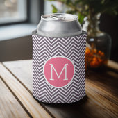 Girly Chevron Pattern met monogram - Roze Paars Blikjeskoeler