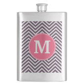Girly Chevron Pattern met monogram - Roze Paars Flacon (Voorkant)