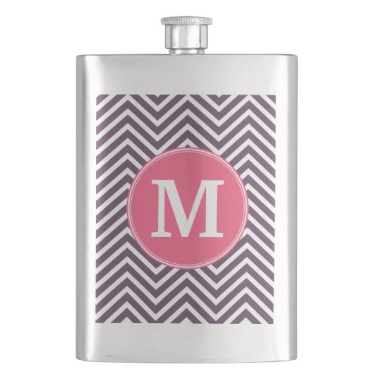 Girly Chevron Pattern met monogram - Roze Paars Flacon (Voorkant)