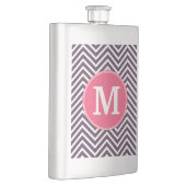 Girly Chevron Pattern met monogram - Roze Paars Flacon (Rechts)