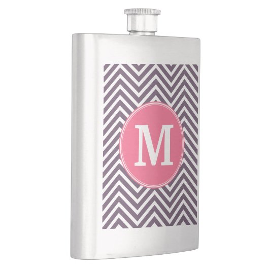 Girly Chevron Pattern met monogram - Roze Paars Flacon (Rechts)