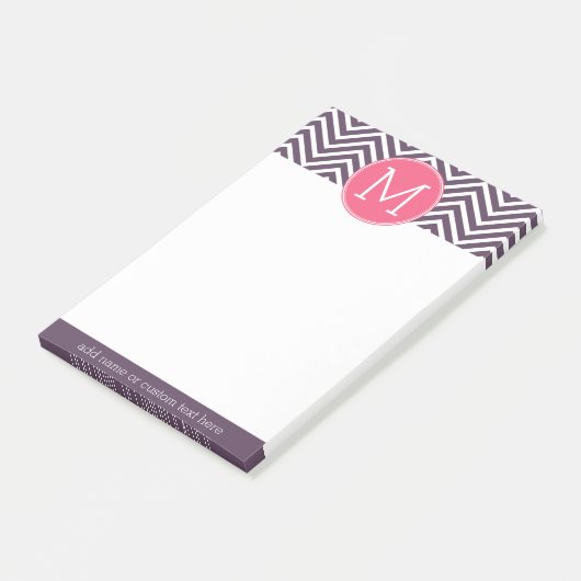 Girly Chevron Pattern met monogram - Roze Paars Post-it® Notes (Schuin)