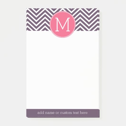 Girly Chevron Pattern met monogram - Roze Paars Post-it® Notes (Voorkant)
