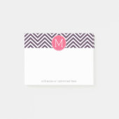 Girly Chevron Pattern met monogram - Roze Paars Post-it® Notes (Voorkant)