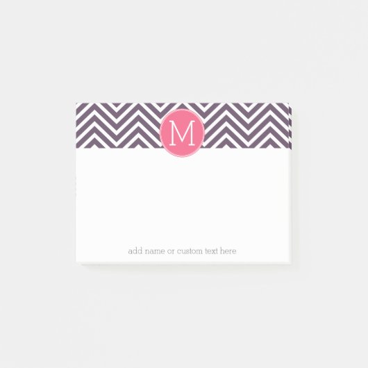 Girly Chevron Pattern met monogram - Roze Paars Post-it® Notes (Voorkant)