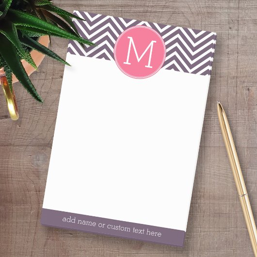 Girly Chevron Pattern met monogram - Roze Paars Post-it® Notes