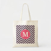 Girly Chevron Pattern met monogram - Roze Paars Tote Bag (Voorkant)
