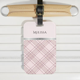Girly Chic and Soft Pink Plaid Travel Gear Bagagelabel