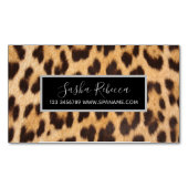 Girly Chic Beauty Hair Salon Stylist Leopard Print Magnetisch Visitekaartje (Voorkant)