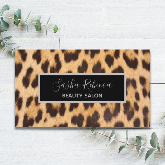 girly chic beauty kapsalon SPA luipaardprint Visitekaartje
