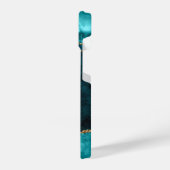 Girly Chic Blauwgroen Gold Agate Geode Monogram iPhone Hoesje (Linkerkant)