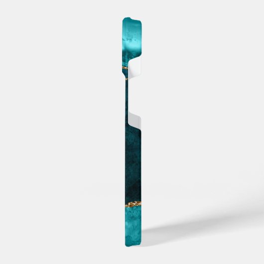 Girly Chic Blauwgroen Gold Agate Geode Monogram iPhone Hoesje (Linkerkant)