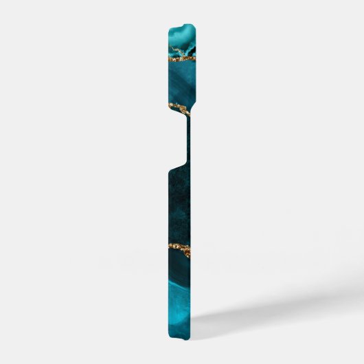 Girly Chic Blauwgroen Gold Agate Geode Monogram iPhone Hoesje (Rechterkant)