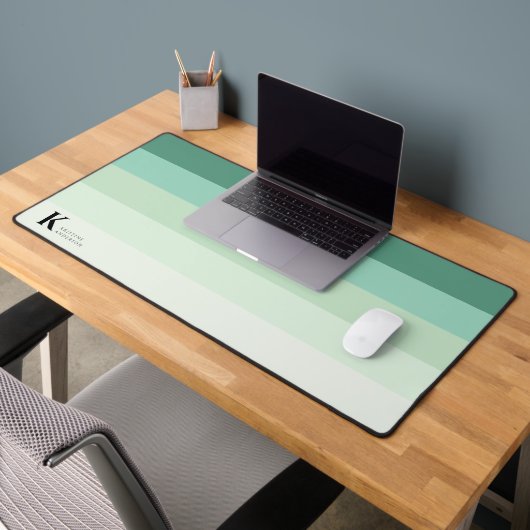 Girly Chic Blauwgroen Groen Ombre Classic Monogram Bureaumat (Kantoor 2)