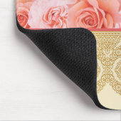 Girly Chic Bloemen met Gouden Damask Kant Muismat (Hoek)