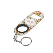 Girly Chic Bloemen Patroon met Monogram Naam Mini Flessenopener (Achterkant Gekanteld)