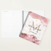 Girly Chic Blush Pink Gold Glitter Agate Monogram Planner (Display)