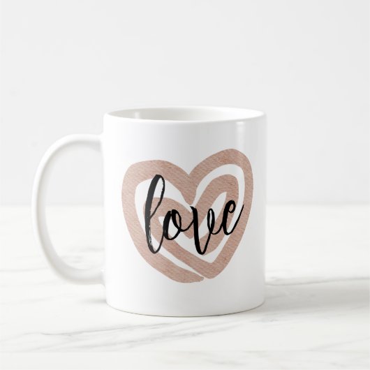 Girly Chic Blush Pink Heart Love Coffee Mok (Links)