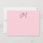 Girly Chic Blush Pink & Navy Blue Script Monogram Notitiekaartje (Voorkant)