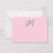 Girly Chic Blush Pink & Navy Blue Script Monogram Notitiekaartje (Voorkant)