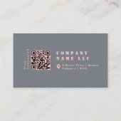 Girly Chic Blush Roze Grijs Typografie QR Code Visitekaartje (Achterkant)