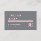 Girly Chic Blush Roze Grijs Typografie QR Code Visitekaartje (Voorkant)