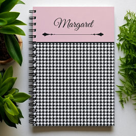 Girly Chic Classic Houndstooth & Pink Notebook Notitieboek