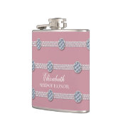 Girly Chic Elegant Diamant Parel Bruidsmeisje Heupfles (Links)