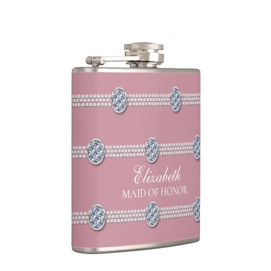 Girly Chic Elegant Diamant Parel Bruidsmeisje Heupfles (Rechts)