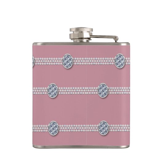 Girly Chic Elegant Diamant Parel Bruidsmeisje Heupfles (Achterkant)