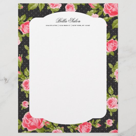 Girly Chic Elegant  Floral Rozen Border (Voorkant)
