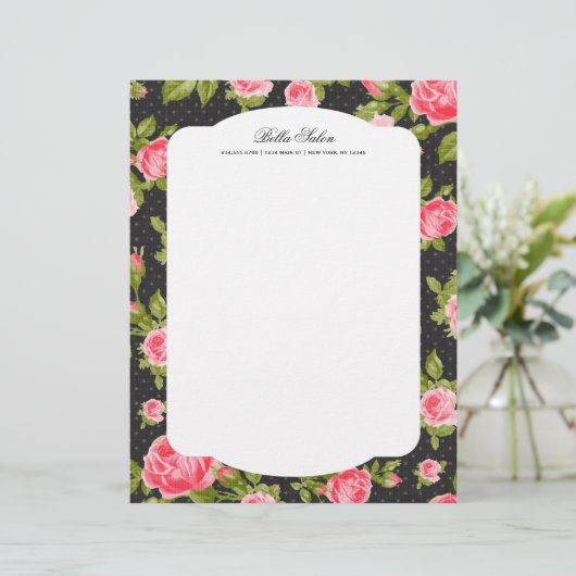 Girly Chic Elegant  Floral Rozen Border (Staand voorkant)