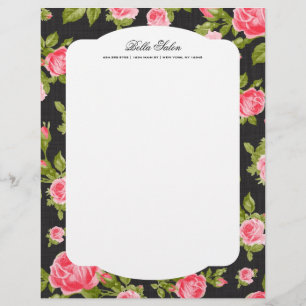 Girly Chic Elegant  Floral Rozen Border Briefhoofd